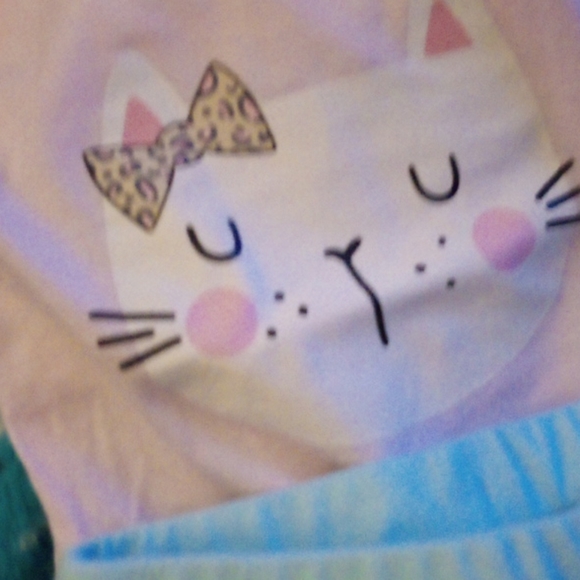 Onesie with a cat on it and a pair of pants with a - Picture 3 of 5